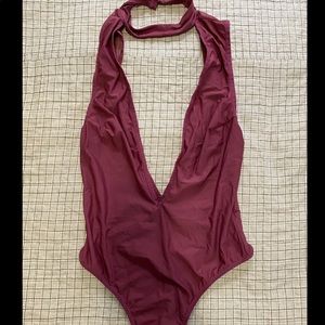 Maroon Red Victoria Secret choker Bodysuit